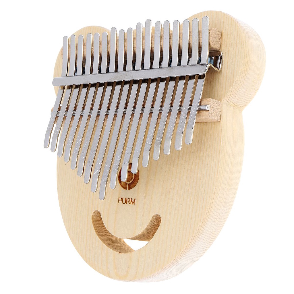 Kalimba Mbira Piano Jempol 17 Kunci Bentuk Wajah Beruang Bahan Kayu Cemara Dengan Tuning Hammer