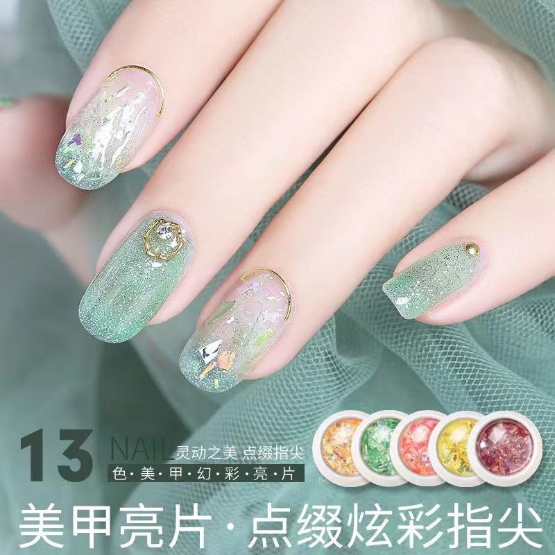 8 WARNA POLARIZED CLEAR FLAKES KOREAN GLAZE HIASAN NAILART AKSESORIS KUKU KOREAN GLAZE NAIL ART