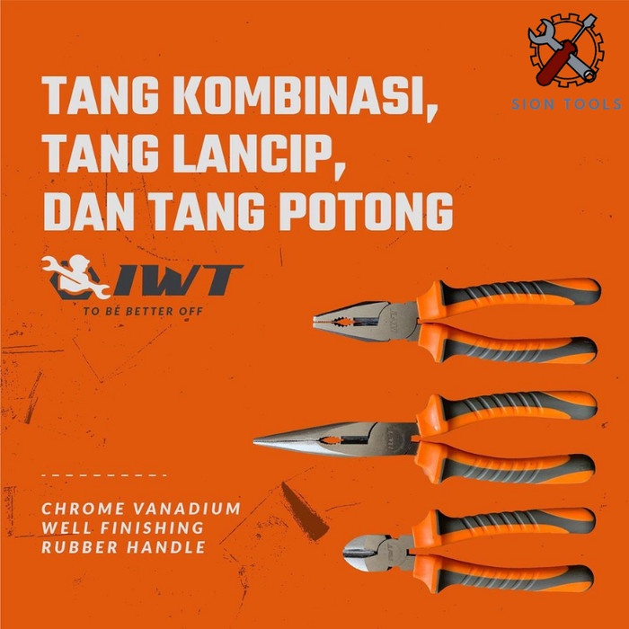 IWT PAKET TANG POTONG KOMBINASI LANCIP 6 INCH / PAKET TANG IWT 3 SET