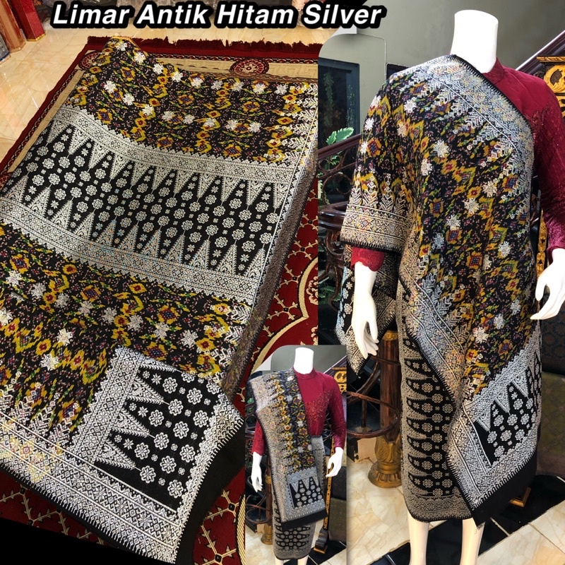 Songket Limar Antik Motif Cantik Manis Limar Hitam silver ORI/songket tenun asli palembang /ilham so