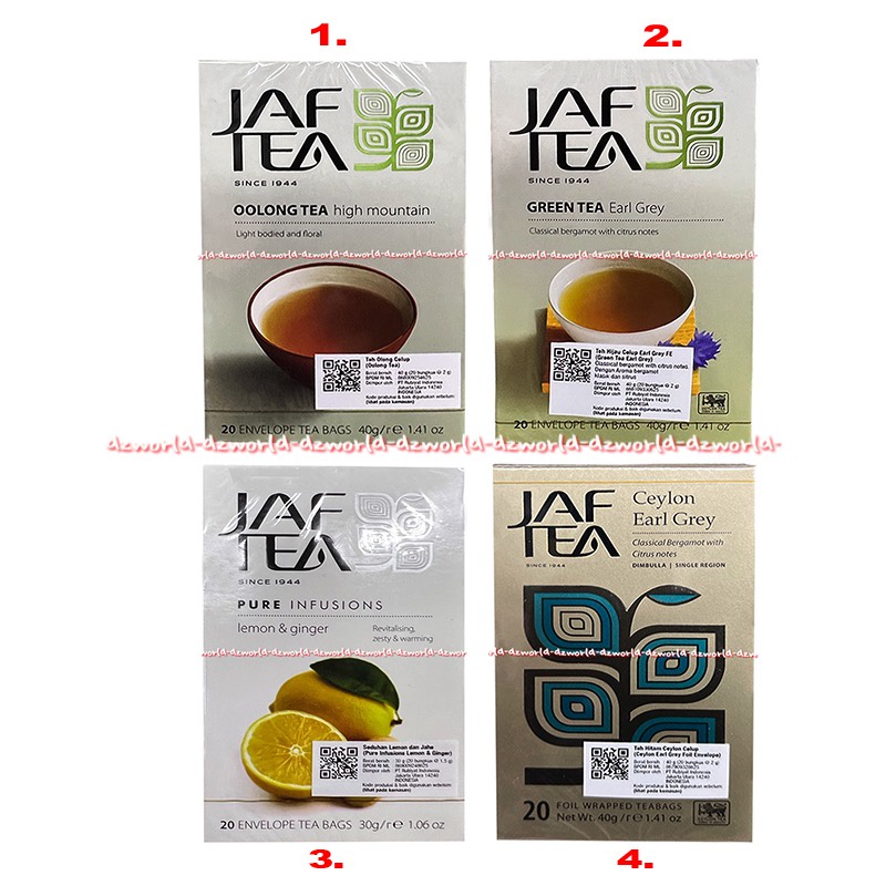 Jaf Tea Ceylon 20bag Oolong Tea High Mountain Green tea Early Grey Pure Infusion Lemon &amp; Ginger Ceylon 20 envelope Teh Kemasan Amplop Tea Bag Jaftea Jav Tea Java Tea Black Tea Teh Hitam