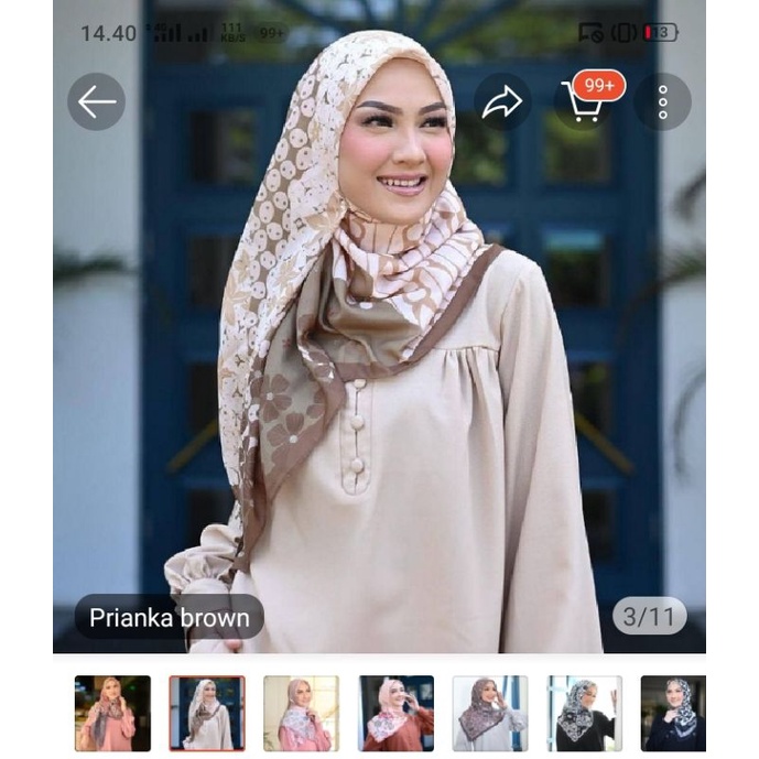 Mandjha Free Box Ivan Gunawan Fashion Original Scarf Motif Prianka Brown Java Series , Ready Juga Pr