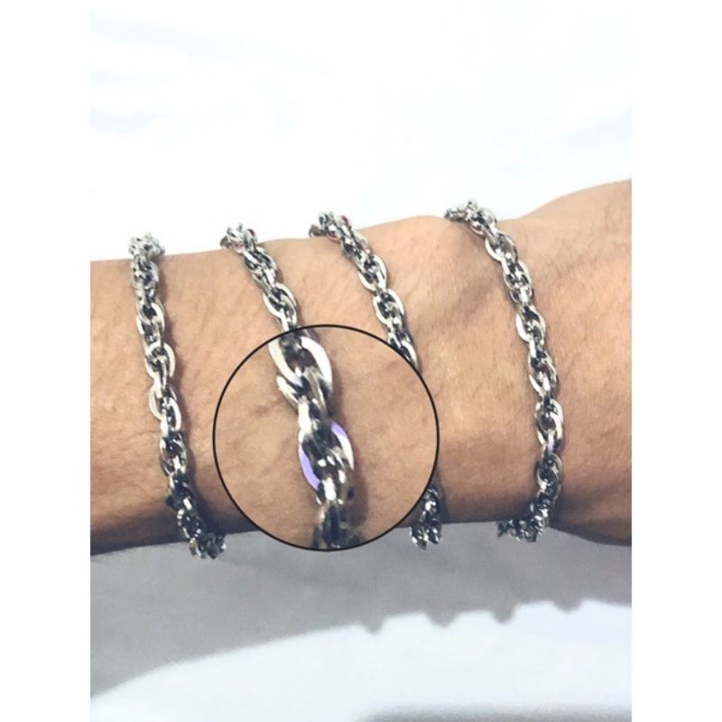 GELANG RANTAI ULIR TITANIUM PRA WANITA STAINLEES STEEL KEREN