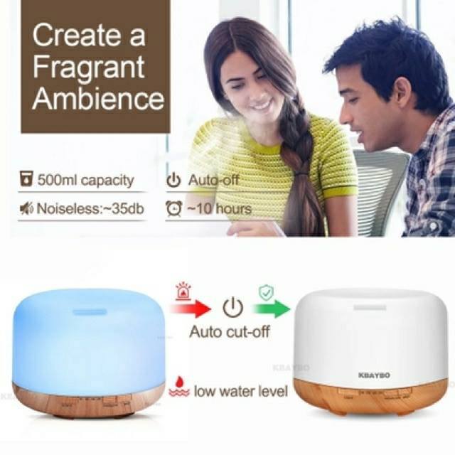 GS8 Humidifier Air 500ML Aromaterapi Difuser + Remote Model Alas Kayu -Alat Pengharum Kamar/Rua