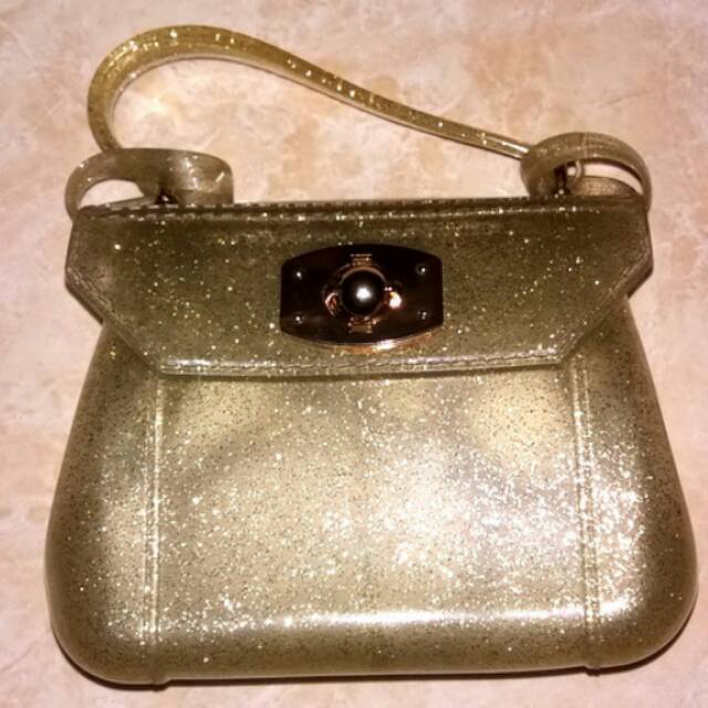 Tas wanita jelly gliter furla
