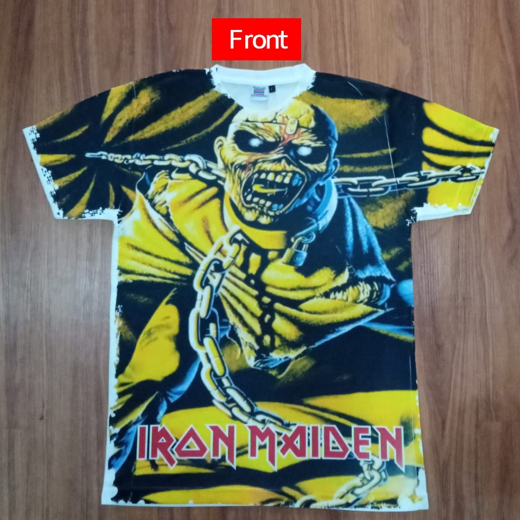 KAOS MUSIK IRON MAIDEN AOP 03, BOOTLEG TAG THAILAND, AOP, ALL OF PRINT DEPAN BELAKANG BOLAK BALIK, K