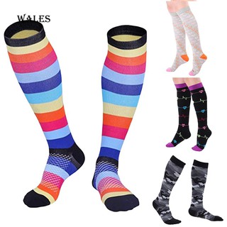  Kaos  Kaki  Panjang Compression Motif Garis Warna Warni 