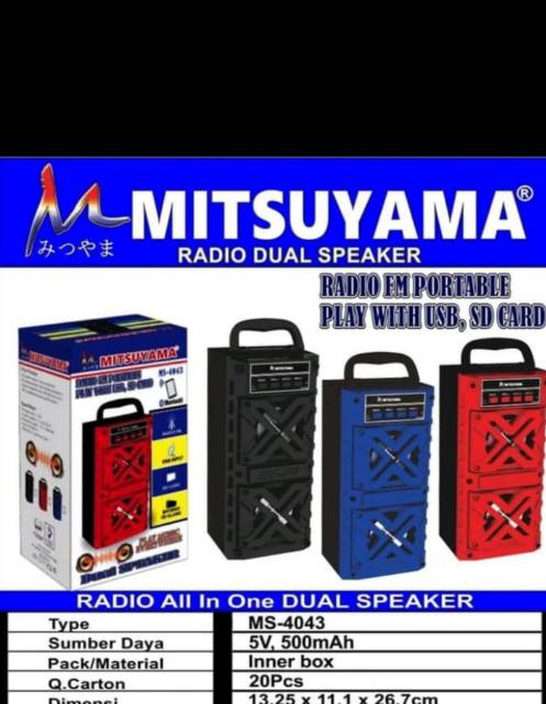 Speaker Portable Dual mitsuyama MS-4043/Speaker bluetooth Musik bok