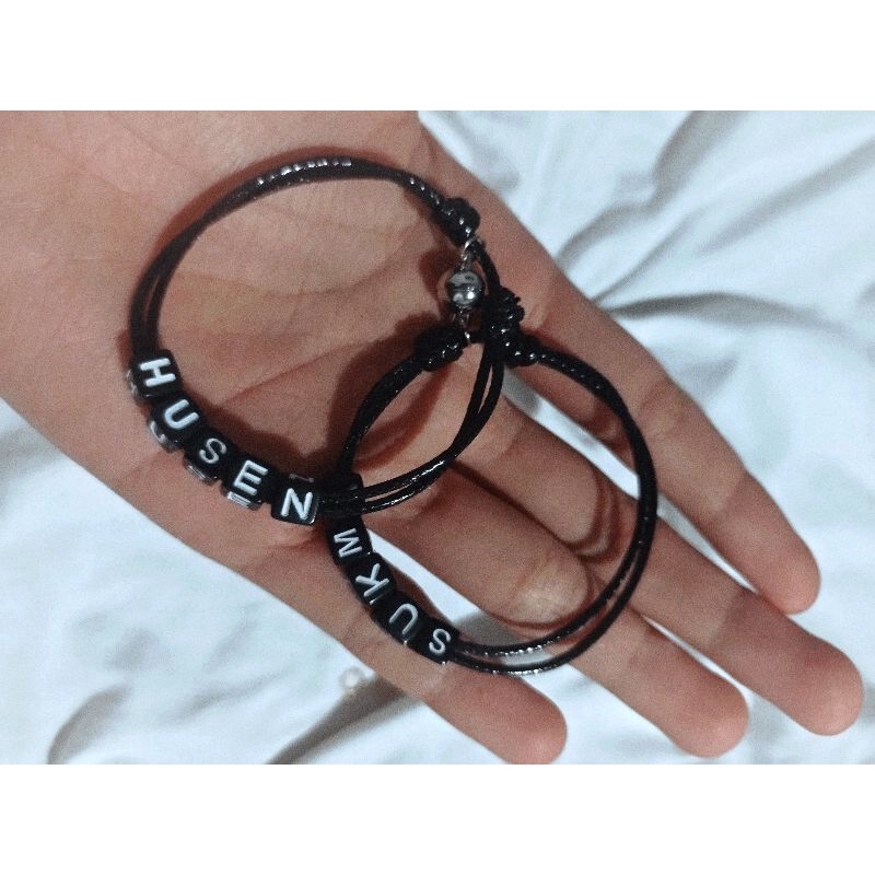 Gelang Couple Nama/Gelang Couple Huruf Vintage/Gelang Costum Nama/Gelang Couple Magnet Nama