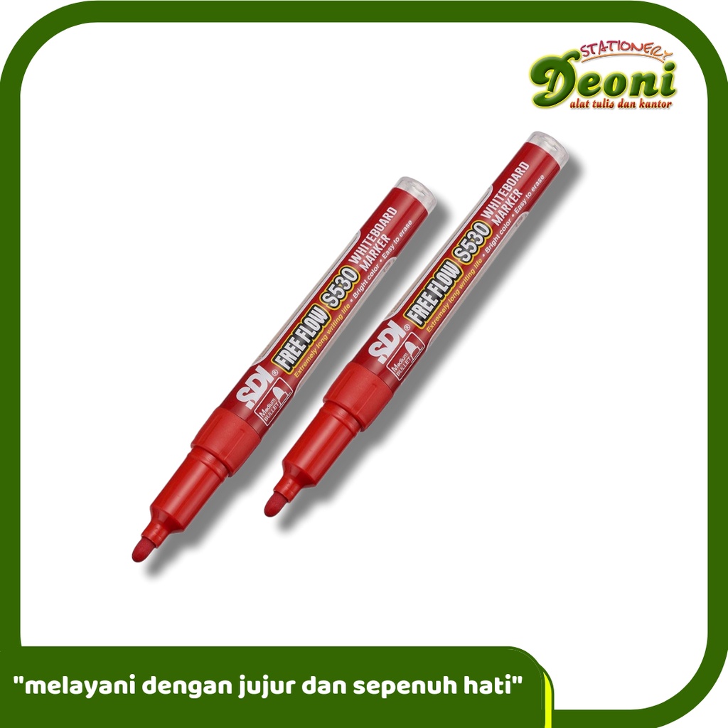 

SDI S530-2P Free Flow Whiteboard Marker Buy 1 Get 1 - Spidol Merah