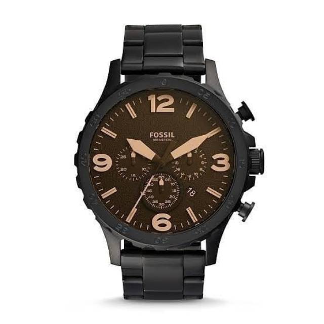 Jam tangan Fossil nate chronograph black mate stainless steel JR1356