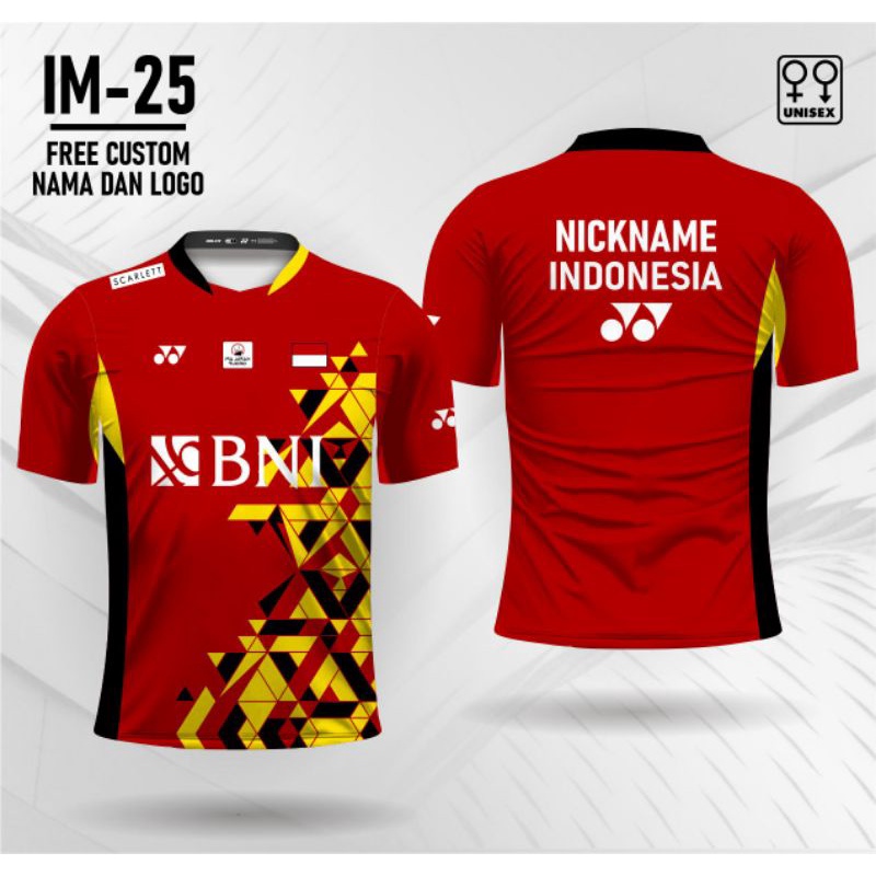 Jersey badminton Indonesia Jersey Indonesia Master free nama dan logo