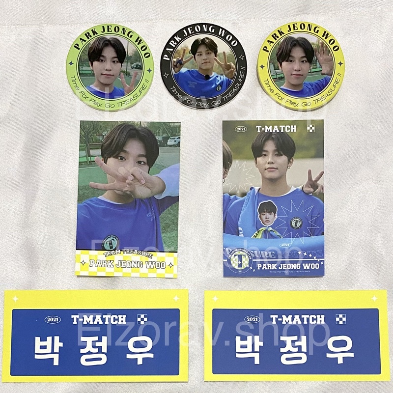 OFFICIAL MD tmatch TREASURE Jeongwoo set card holder round card blue white t-match