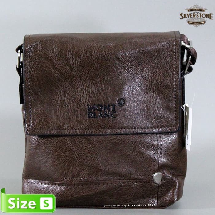 Tas Selempang Pria Montblanc Mini MBag-K01 Kulit Asli Import Coffee - Cokelat Tua