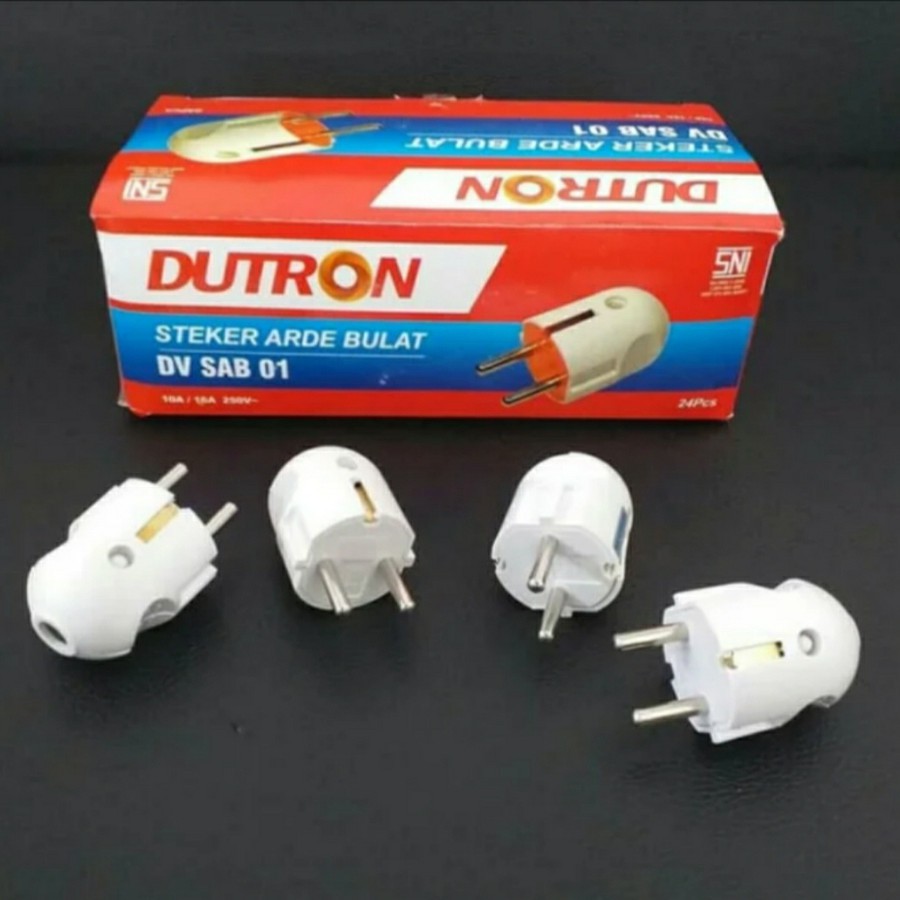 Dutron Steker Bulat Colokan Arde Pin Kuningan Dutron DV SAB-01/ Steker Colokan 3 pin AC , Steker Colokan Philips