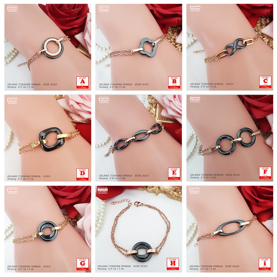 GT 004 Gelang Titanium Keramik Gelang Titan Gold Rose Gold Gelang Anti Karat Selamanya Gelang Tangan Titan Luxx Xuping