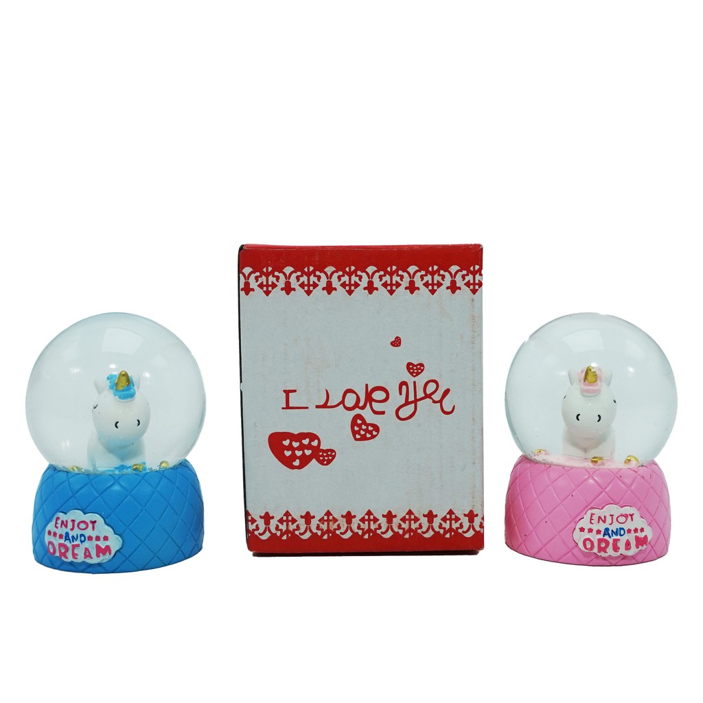 Pajangan Hiasan Ornamen Bola Kaca Unicorn 4 Varian Warna Menggemaskan Lucu Unik