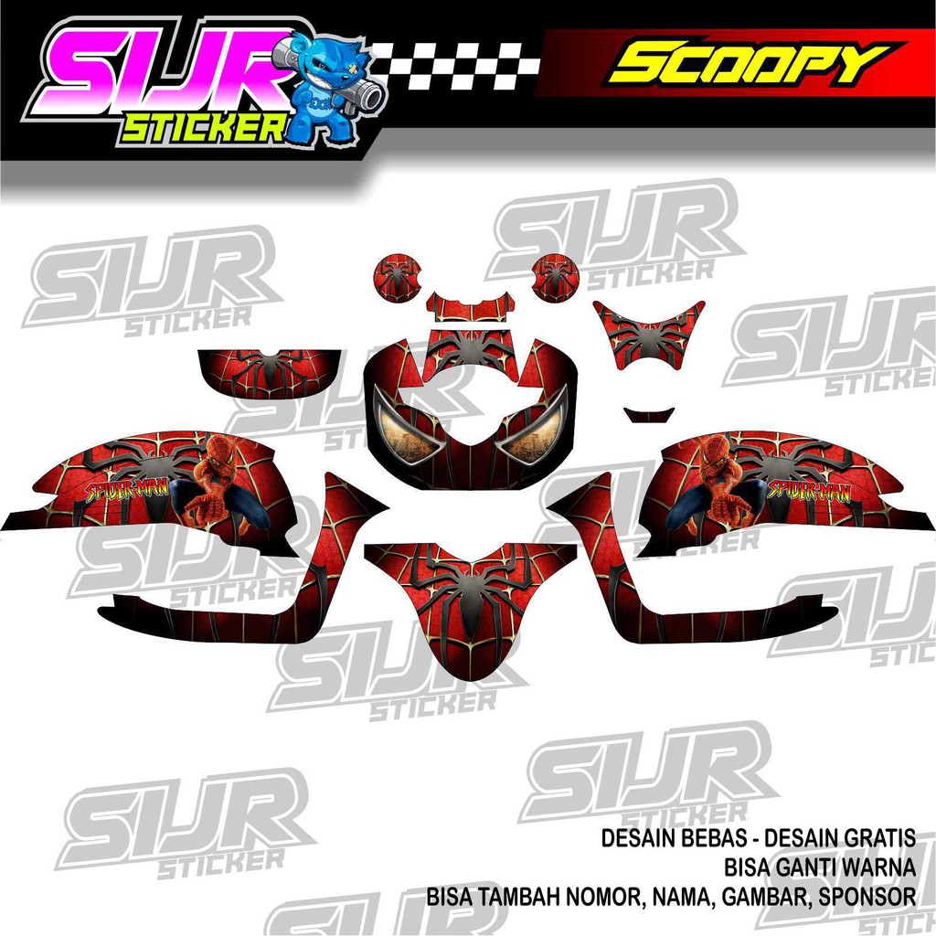 decal scoopy Spiderman striping Scoopy,Genio,Fino full body bebas request desain