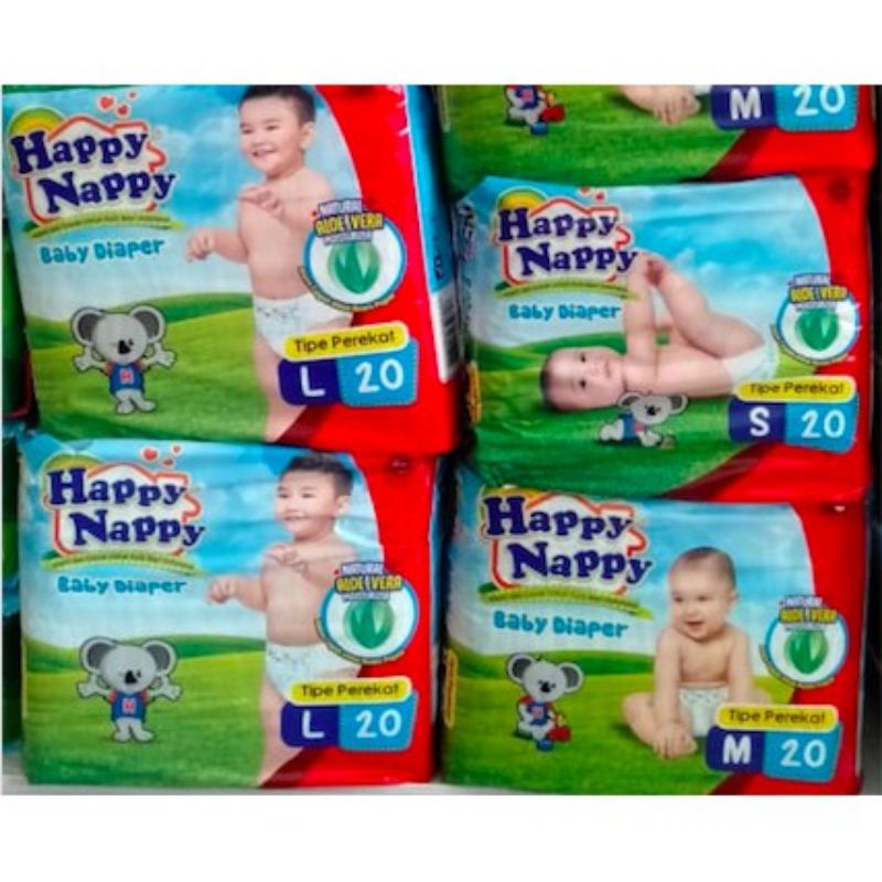 Happy Nappy Type Perekat S20, M20 Dan L20 || Happy Nappy Type Perekat Kemasan Kecil