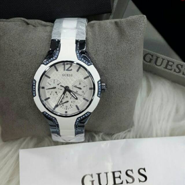 Jam Tangan Wanita Guess W0556L9 Biru Combi Rubber Original Murah