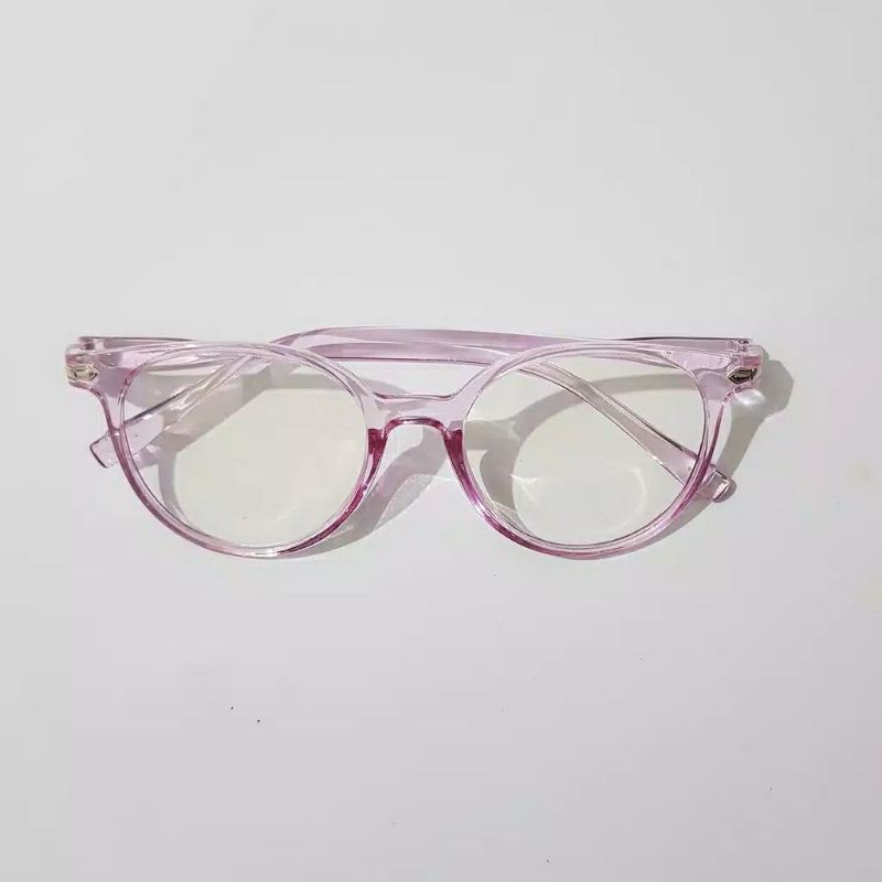 Kacamata anti radiasi  Wanita Pria Frame Sunglasses Lensa Transparan import TOSERBA-Ungu