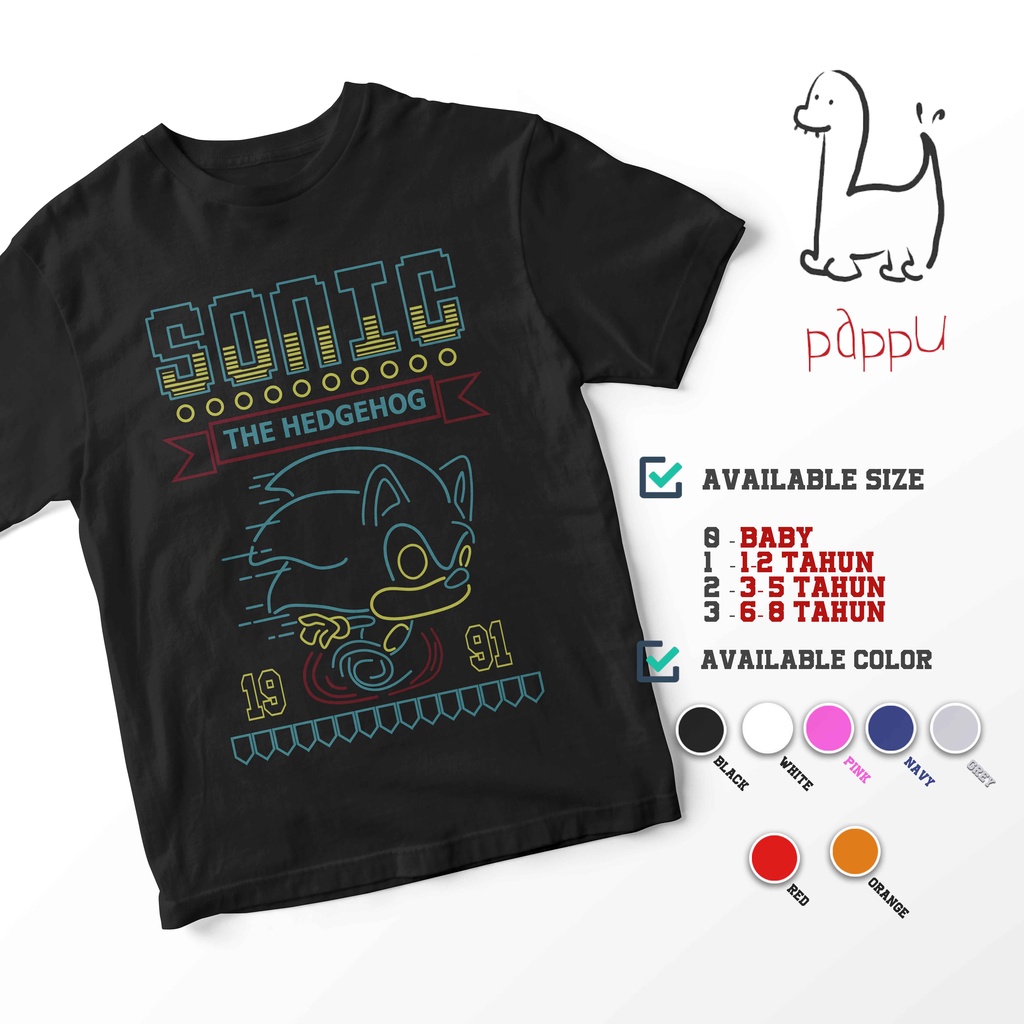 C/346 Kaos Anak Premium Sonic the Hedgehog 1991 T-Shirt