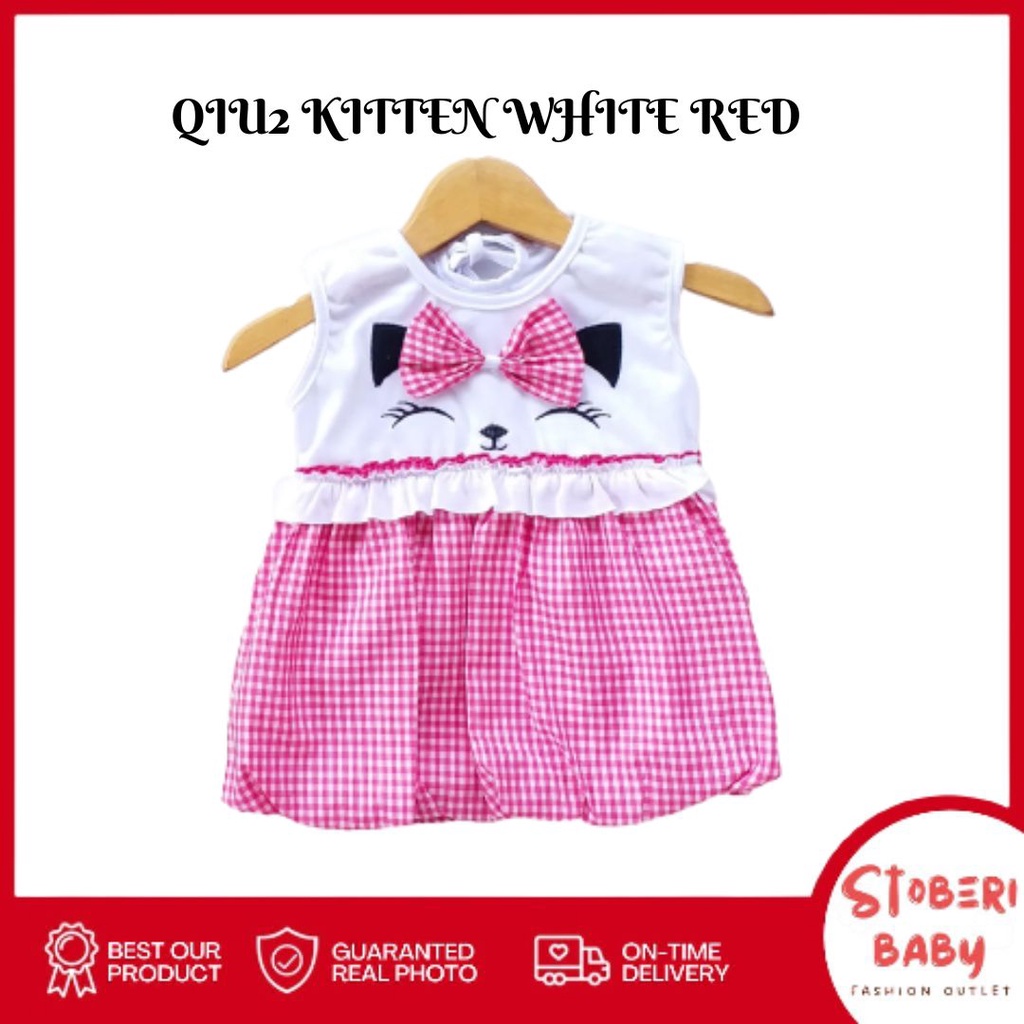 stoberi baby -  QIU2 KITTEN WHITE Baju Bayi Perempuan Baju Rok Terusan Bayi Rok Bayi Perempuan Pakaian Bayi Perempuan