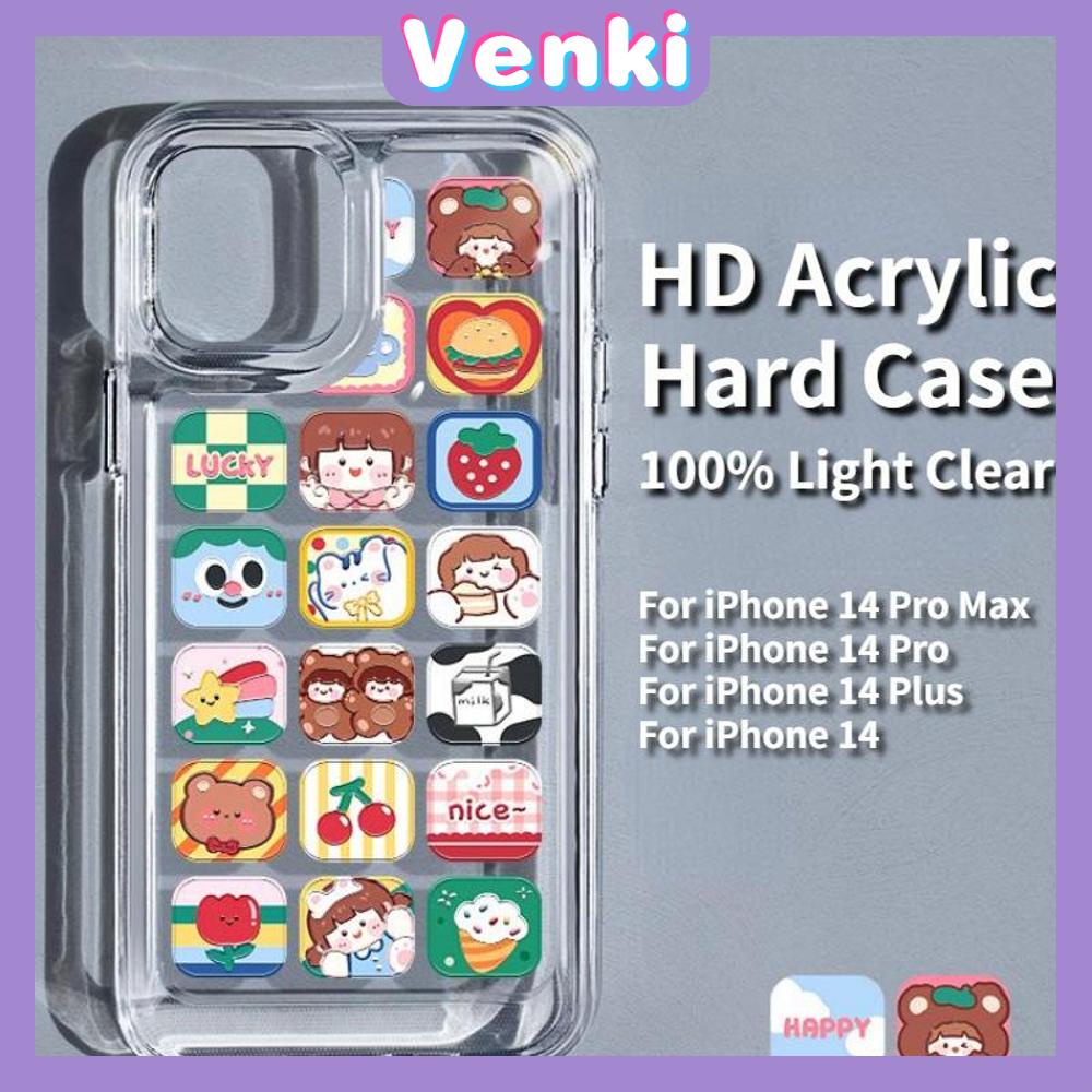 iPhone Case HD Acrylic Hard Case High Clear Metal Button Protection Camera Shockproof Cartoon Cute Compatible with iPhone 14 Pro Max 14 Plus 13 Pro Max 12 Pro Max 11 XR 7Plus