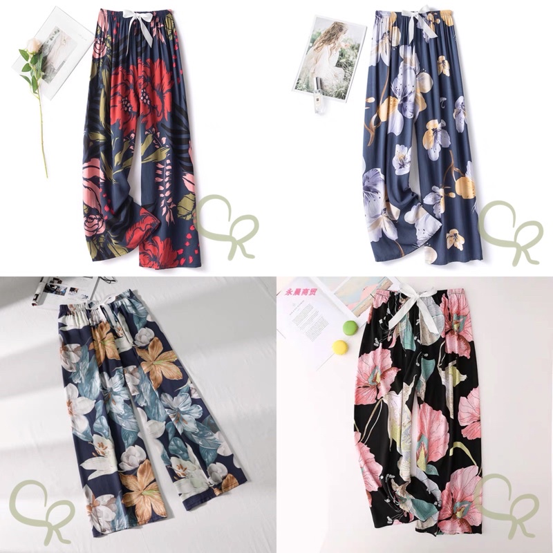 Celana Kulot Santai Wanita Motif Rayon Import Ringan Dingin