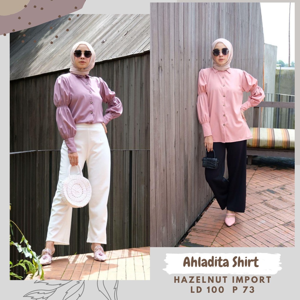 Ahladita Shirt/Kemeja Atasan Lilac/Atasan Lilac/Blouse Lilac/Shirt Wanita All Size/Blouse Lilac