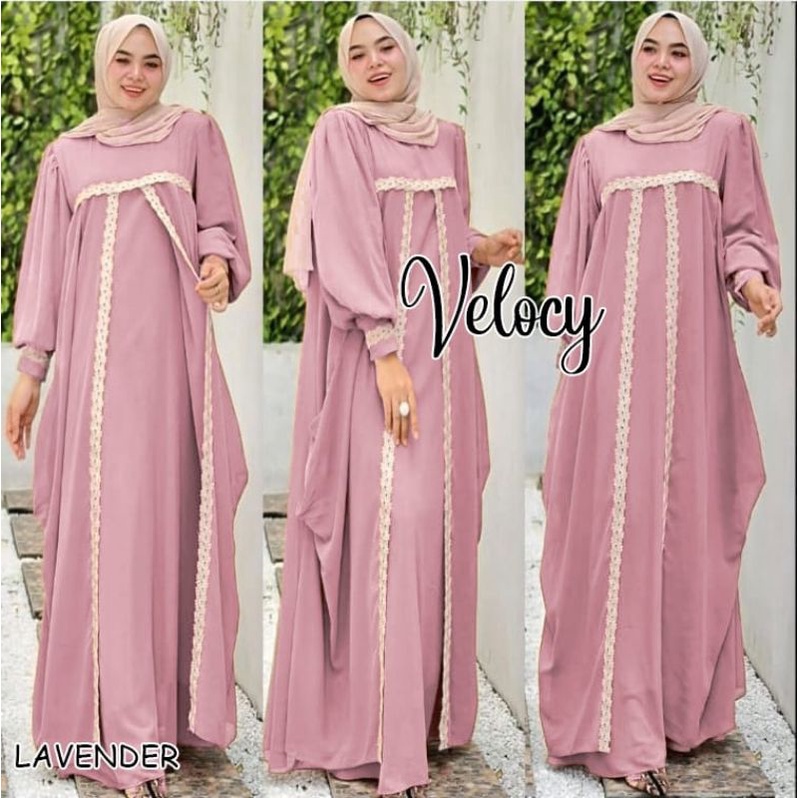 VELOCY gamis pesta mewah gaun walimatul bridemaid seragam lebaran casual gamis