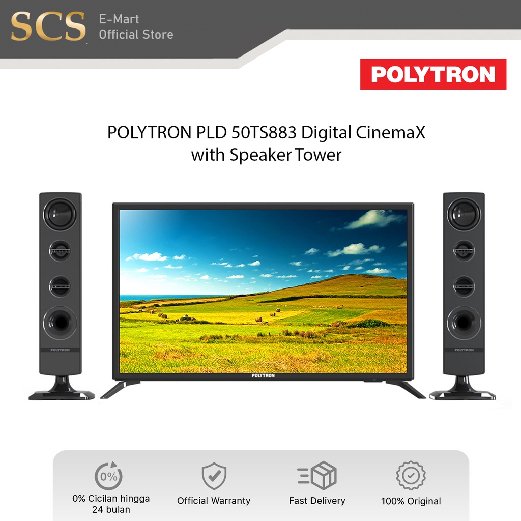 Polytron PLD 50TS883 TV LED Soundbar 50" | Cinemax Speaker Tower