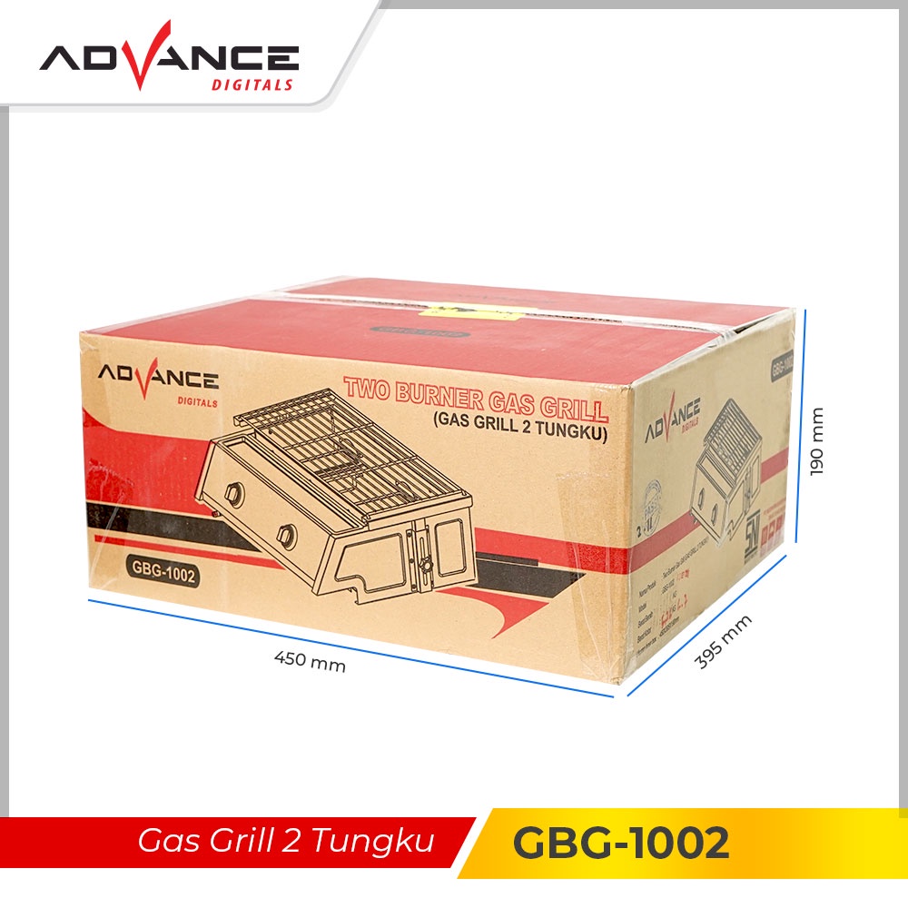 Advance Digitals GBG-1002 Kompor Gas Tungku Model Bakar Panggang 2 Tungku Garansi 1 tahunn