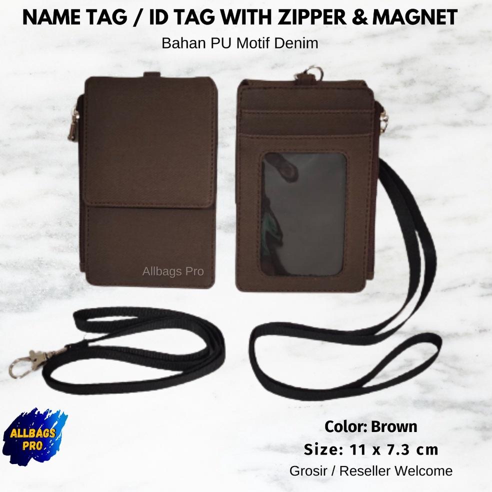 

[KODE BARANG 7717] ID Card PU MOTIF DENIM PLUS TALI PITA Name Tag Kulit Nama Kantor Office Card Hold
