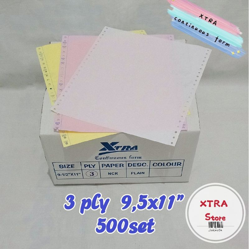 

kertas continuous form 3ply 500set 9.5x11" 500set tanpa pembagian