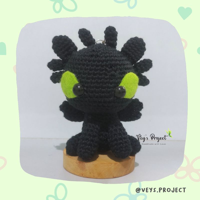 Gantungan Kunci Rajut Toothless / Toothless Amigurumi