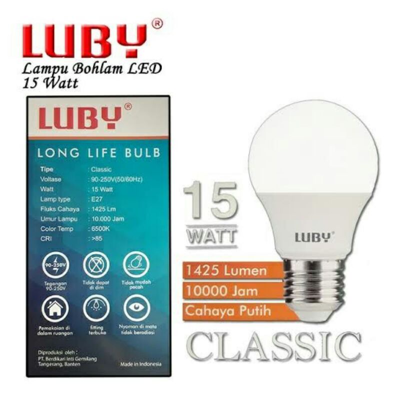 Hasna Mall - Lampu Bohlam Led Luby 15 Watt Classic