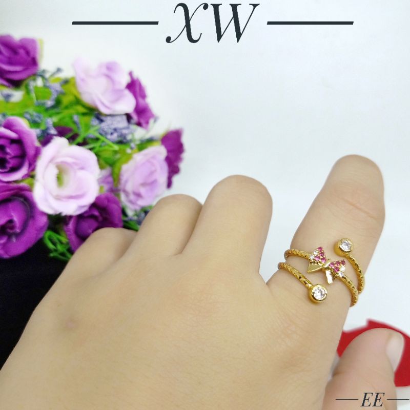 Cincin ulir pita mata pink C03037