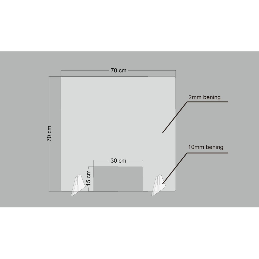 SEKAT/PARTISI/PEMBATAS MEJA AKRILIK ACRYLIC KASIR 70x70 cm