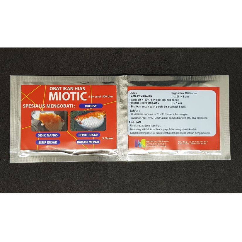 Miotic Obat Ikan Hias (Mengobati Dropsy, Sisik Nanas, Sirip Rusak, Perut Ikan Besar, Badan Merah)