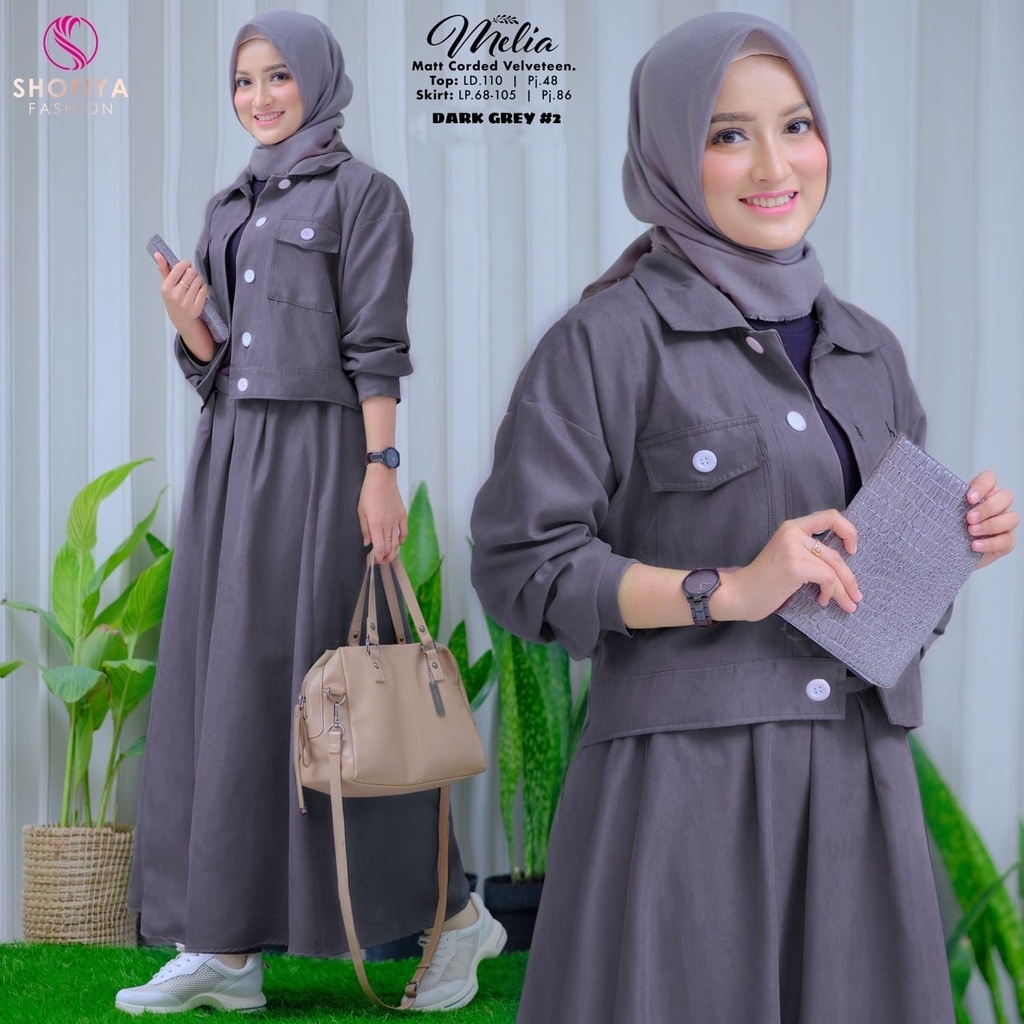 SETELAN WANITA MUSLIM 3 IN 1 KUALITAS SUPER DENGAN CARDI+ROK+INNER BERAGAM PILIHAN WARNA ~ BAHAN COR