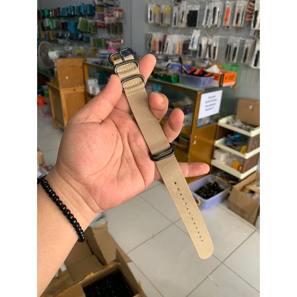 Strap Tali jam tangan Nato Zulu kanvas Crem Coklat