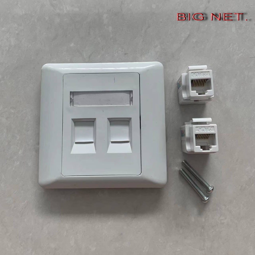 Face Plate Lan RJ45 Wall Plate 2 Ports+2pcs Modular Cat 5E or Cat 6E