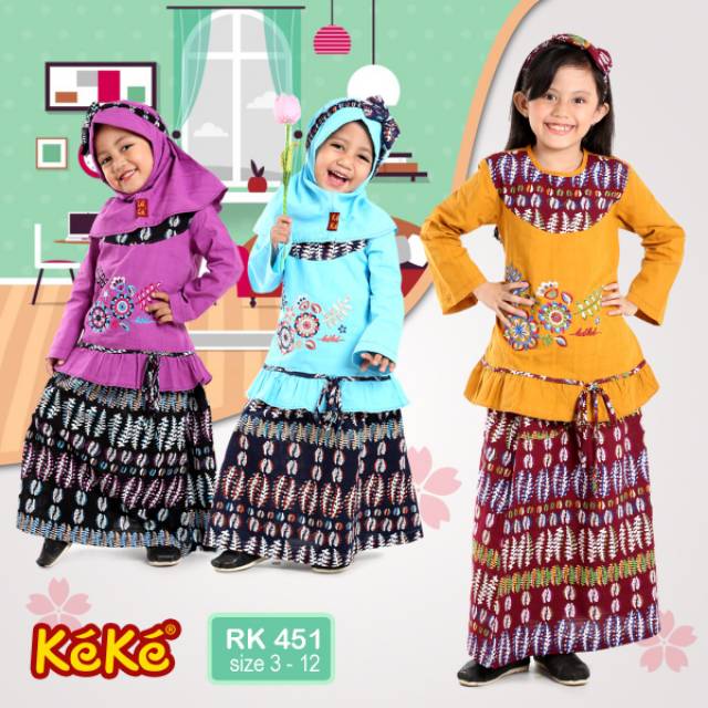 BAJU MUSLIM ANAK KEKE keke gamis anak Stelan rok RK 451 BAJU MUSLIM ANAK KEKE keke gamis anak Stelan rok RK 451