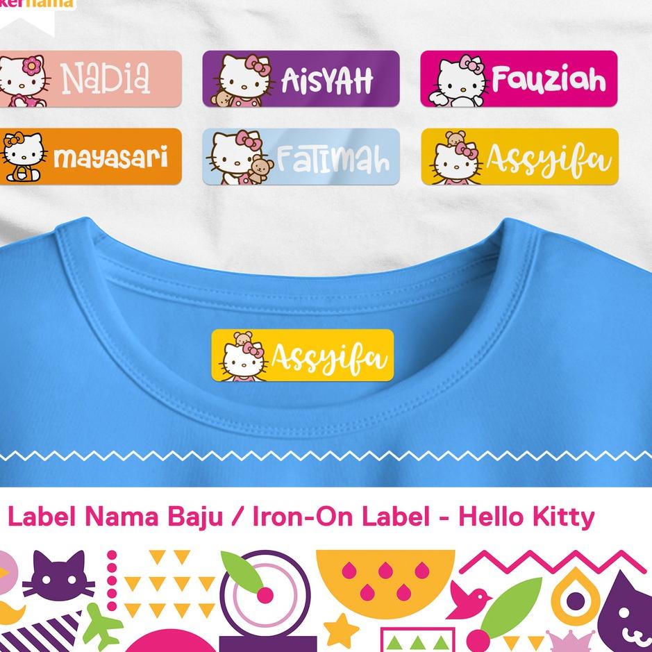 

[PRODUK REFG8] Label Nama Baju, Label Nama Kain, Label Setrika, Iron-On Label Gambar Hello Kitty NWD