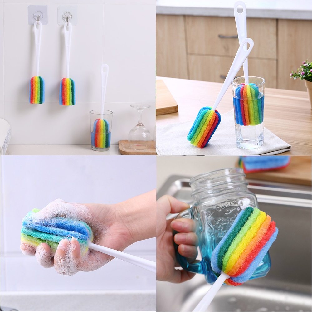 【TERSEDIA &amp; COD】Baby Bottle Brushes Silicone Glass Cleaning Brush Long Handle Cup Brush Household Tea Kitchen