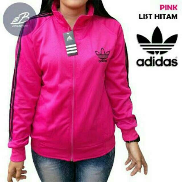 Jaket Adidas Pink lis Hitam