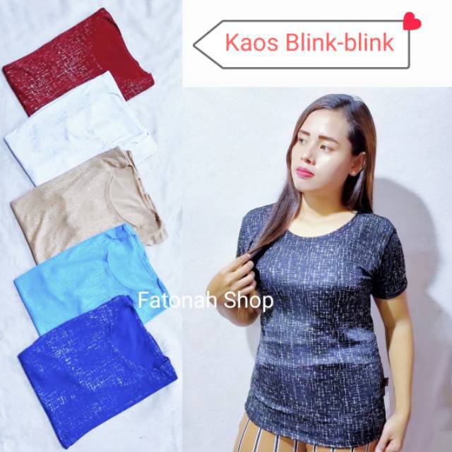 Kaos wanita XL lengan pendek cewek harian santai (kaos wanita blink 2 )