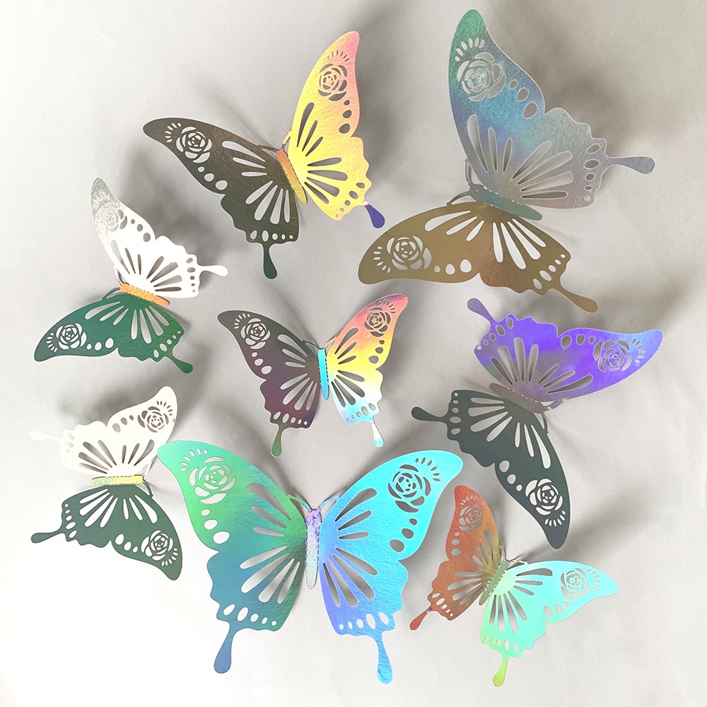 [ Colorful DIY 3D Hollow Butterfly Wall Sticker Wedding Decoration  for  Home Living Room Bedroom ]