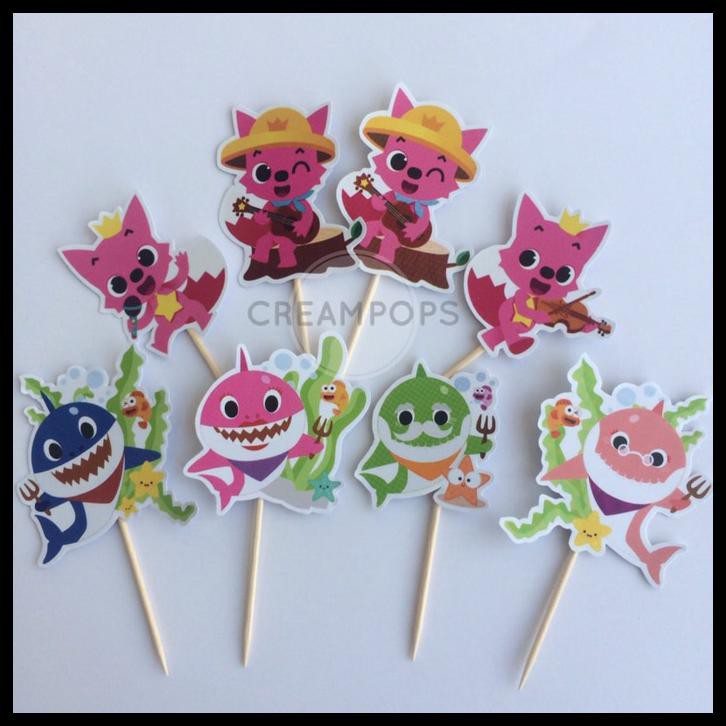 Cake Topper Baby Shark Pinkfong Hiasan Kue Pink Fong